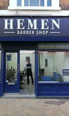 Oliver at Hemen Barber Shop storefront